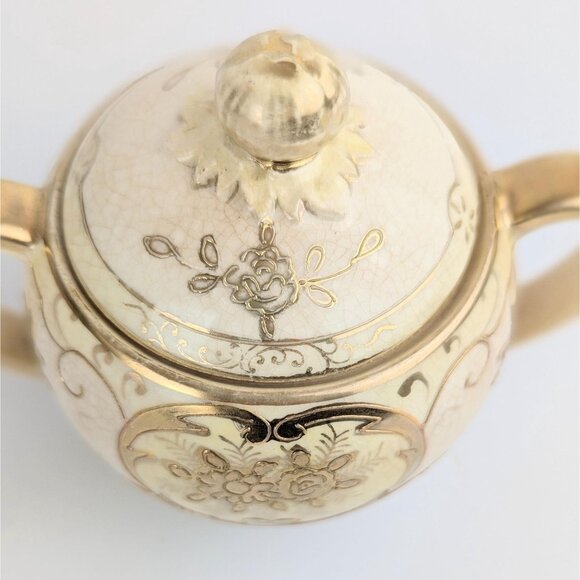 Antique 1920s Moriyama Porcelain Sugar Bowl w/Lid Dual Handle Mori-Machi Nippon - Picture 4 of 10